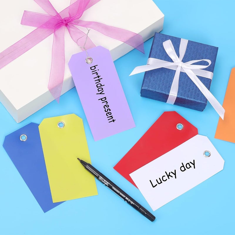 Glarks 101pcs White 6 x 12cm Waterproof Writable Tags with String Set, PVC Shipping Tags, Heavy Duty Shipping Moving Tag, Blank Labeling Tag for Home, Office - Image 4